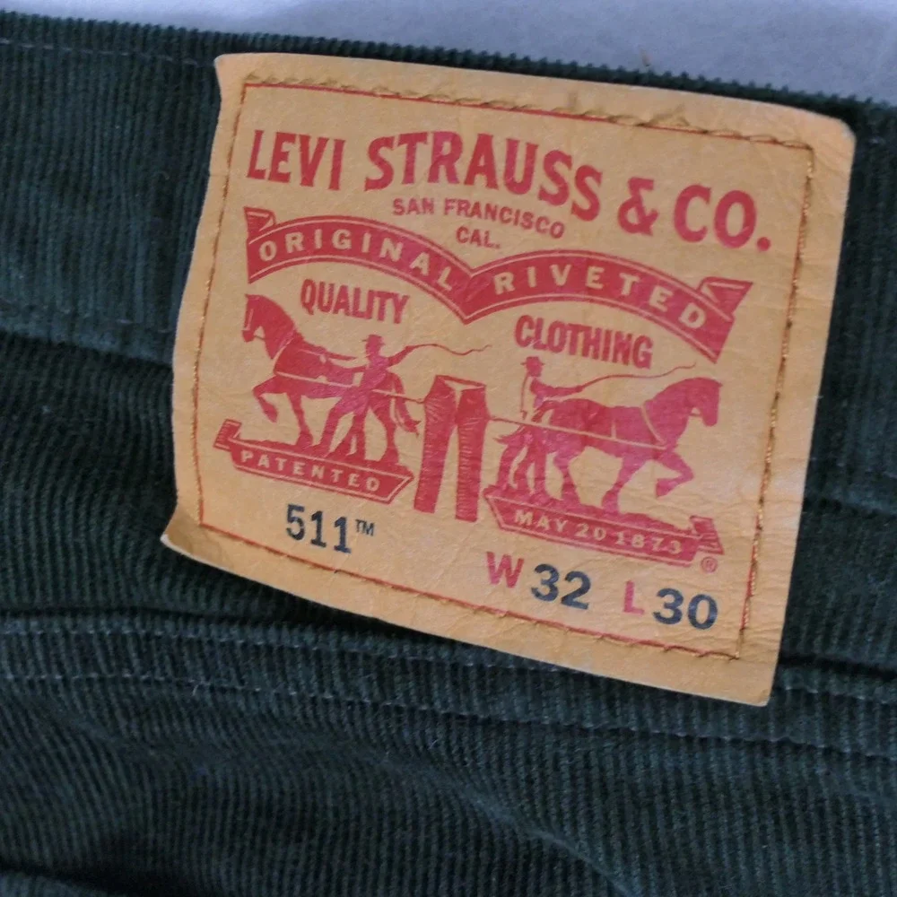 Levi Men 511 Corduroy Pants W32 L30 Green Slim Fit Heritage Rugged Earthy Preppy
